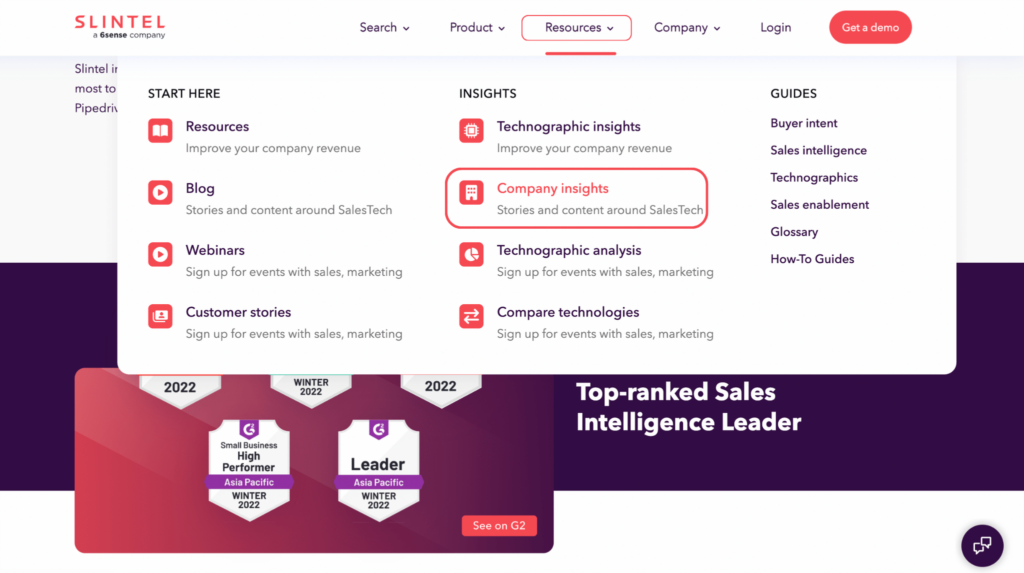 Find Company Insights with Slintel