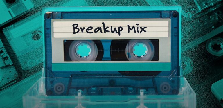 image of a cassette tape that says Breakup Mix
