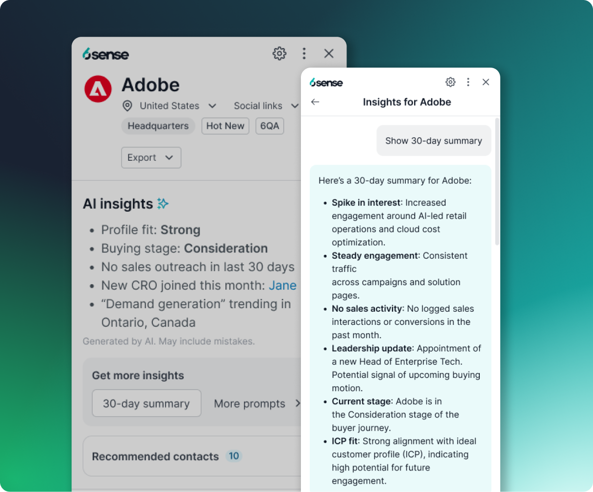 AI Summaries in 6sense Sales Intelligence