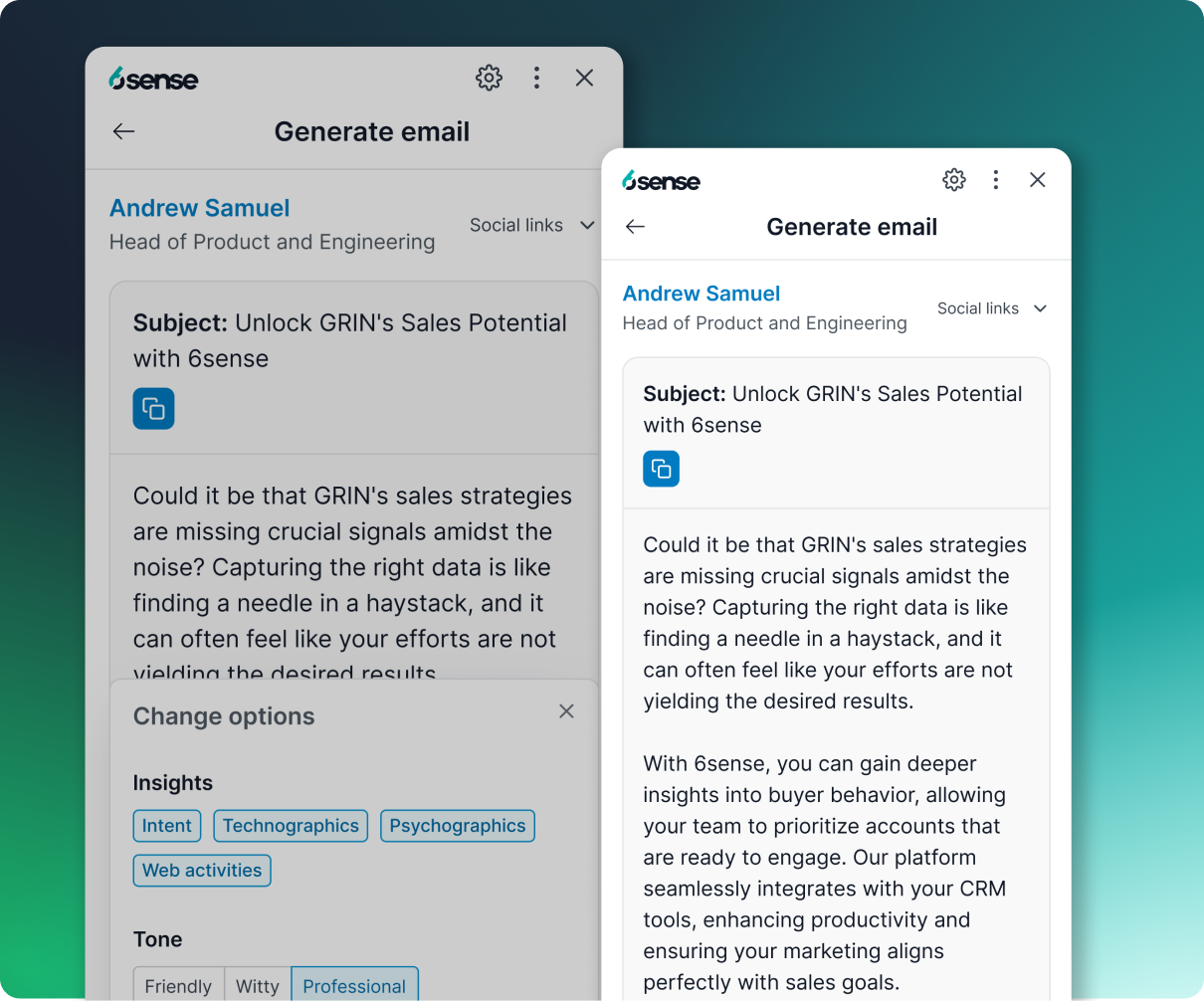 AI Writer in 6sense Sales Intelligence